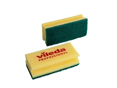 Губка средней жесткости c зеленым абразивом (15x7см) Губка средней жесткости c зеленым абразивом (15x7см)